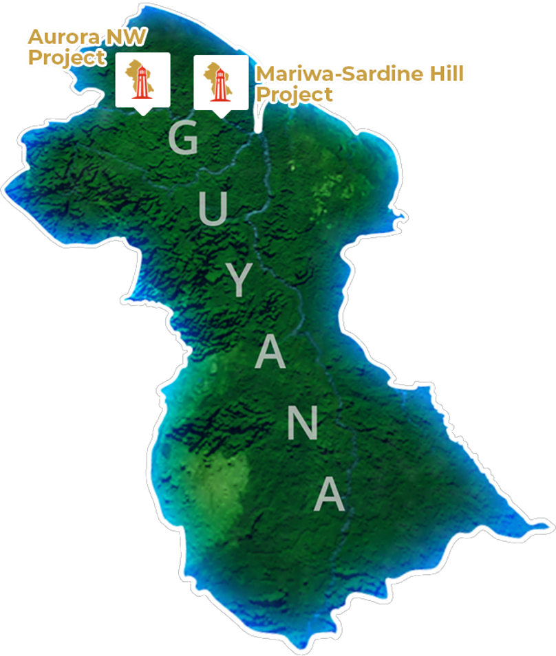 Lighthouse Gold project locations in Guyana — Aurora NW and Mariwa-Sardine Hill